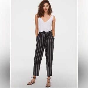 H&M Striped High Waist Paper Bag Pants